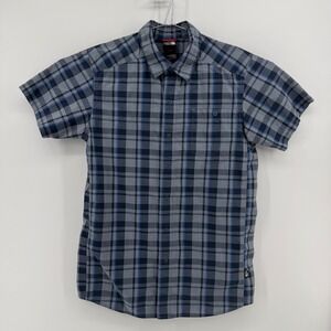 The North Face Shirt Mens S Blue Plaid Cotton Blend Short Sleeve Button Down